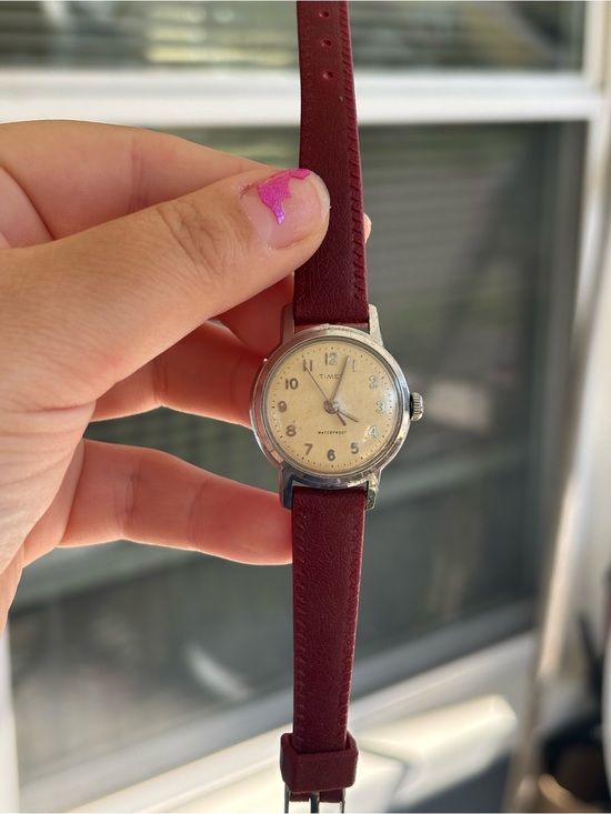 Timex Accessories - Timex Ladies Watch with Burgundy Leather Strap and Cream Dial